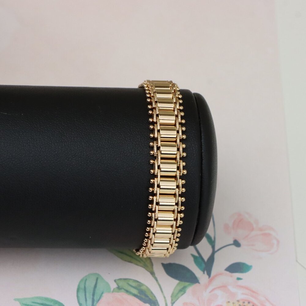 "Elegant Rose Gold Plated Bracelet with Geometric Bar Design,XPBL0910 - Picture 7 of 12